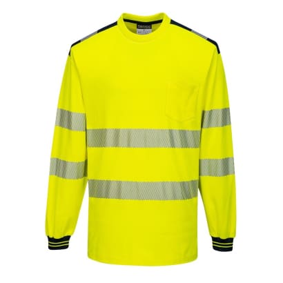 Pw3 segmented hi vis long sleeved tee shirt ris 3279 portwest t185