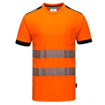 Hi vis tee shirt with pocket short sleeved high viz work t-shirt portwest pw3 t181