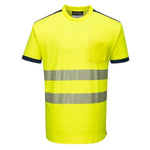 Hi vis tee shirt with pocket short sleeved high viz work t-shirt portwest pw3 t181