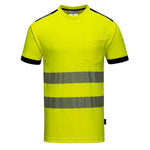 Hi vis tee shirt with pocket short sleeved high viz work t-shirt portwest pw3 t181