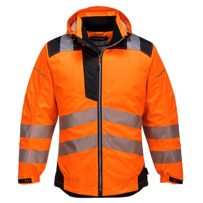 Pw3 waterproof hi-vis winter jacket portwest t400