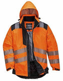 Pw3 waterproof hi-vis winter jacket portwest t400