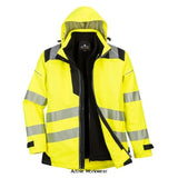 Yellow PW3 Winter Hi-Vis 3 in1 Waterproof Jacket (removable sweatshirt built in ) Portwest PW365 Workwear Jackets & Fleeces Portwest Active-Workwear The Portwest PW3 3-in-1 jacket is an excellent choice for workers who value versatility and practicality. The jacket features a full class 3 high visibility waterproof jacket and a detachable zip sweatshirt which can be worn on its own. The brushed back interior traps warmth and keeps the wear