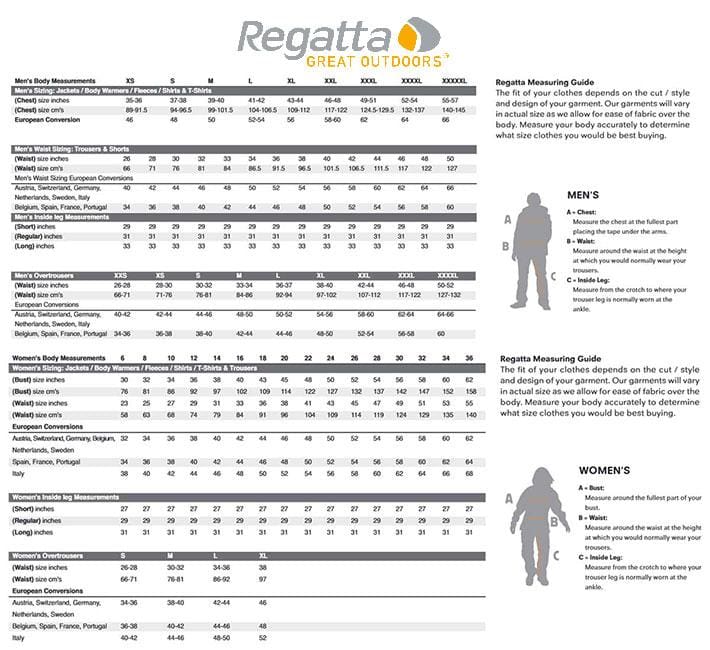 Regatta Size Chart