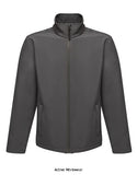 Grey Regatta Reid Softshell Mens Work jacket -TRA654 Workwear Jackets & Fleeces Active-Workwear When you're on the go, pop on the Regatta Reid softshell Jacket. As well as being soft, compact and easy to wear, the men's jacket is packed with features. The men's softshell jacket is wind-resistant and comes with a water repellent finish. There's an adjustable shock cord hem too to trap in heat.