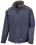 Navy Blue Result Ripstop 3 Layer Softshell Work Jacket-R124X Jackets Gilets Fleeces Active-Workwear softshell, 3 layer 8,000mm waterproof bonded fabric Outer layer: 93% Polyester, 7% Elastane Mid layer: TPU breathable membrane Inner layer: microfleece for extra warmth Waterproof (8,000mm) Breathable (1,000g) Windproof Soft high stretch fabric Tough Cordura® shoulders and elbow patches for added strength and durability Extra strong seamless shoulders ensures water deflection