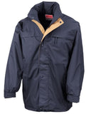 Navy Blue Result Waterproof Midweight Multi-Function Work Jacket-R67X Jackets Gilets & Fleeces Active-Workwear Outer: 200g/m² 100% Polyester, StormDri 4000 with PVC inner coating Lining: 100% Polyester Mesh Taped and twin needle stitched seams Concealed hood in collar Full front heavy zip fastening Elasticated cuffs with tear release adjusters Mesh lining Stud closing storm flap Adjustable shockcord hem 1 chest pocket