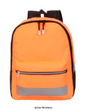 Orange Shugon Gatwick Hi-Vis Commuter Workwear Backpack/Rucksack -SH1340 Bags Active-Workwear Essential Hi-Vis backpack Large main compartment with transparent plastic pocket and pen organiser section Reflective strips on three sides Additional zipped front pocket with chunky zip Webbed carrying h