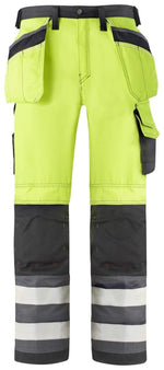 Snickers 3233 high visibility work trousers with kneepad & holster pockets class 2 -3233