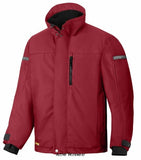 Chilli Red Snickers Workwear AllRoundWork 37.5 Insulated Jacket - 1100 Jackets & Fleeces Active-Workwear Designed to keep you warm and boost your everyday performance at work. Hardwearing, great-fitting and water-resistant, this is the go-to padded jacket when the temperature drops. Plenty of company profiling possibilities. Thick 3D mesh lining at the back retains air to increase insulation, warmth and comfort Pre-bent sleeves and stretch panels at back of shoulder provide maximum freedom of movement