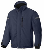 Navy Snickers Workwear AllRoundWork 37.5 Insulated Jacket - 1100 Jackets & Fleeces Active-Workwear Designed to keep you warm and boost your everyday performance at work. Hardwearing, great-fitting and water-resistant, this is the go-to padded jacket when the temperature drops. Plenty of company profiling possibilities. Thick 3D mesh lining at the back retains air to increase insulation, warmth and comfort Pre-bent sleeves and stretch panels at back of shoulder provide maximum freedom of movement