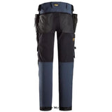 Blue Snickers AllroundWork 4-way Stretch Softshell Trousers Holster Pockets-6275 Trousers Snickers Active-Workwear Full-stretch trousers that feature windproof softshell material and thin, elastic panels a combination that provides wind protection, freedom of movement and efficient ventilation. Stretch CORDURA® knees offer added durability and combines with pre-bent legs to ensure optimal fit.