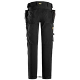 Black Snickers AllroundWork 4-way Stretch Softshell Trousers Holster Pockets-6275 Trousers Snickers Active-Workwear Full-stretch trousers that feature windproof softshell material and thin, elastic panels a combination that provides wind protection, freedom of movement and efficient ventilation. Stretch CORDURA® knees offer added durability and combines with pre-bent legs to ensure optimal fit.