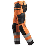 Snickers high visibility stretch work trousers with holster pockets - class 2 - 6230