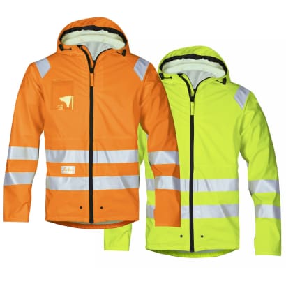 Snickers 8233 high visibility waterproof breathable work jacket en343 class 3