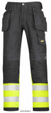 High-visibility cotton work trousers with cordura reinforcements - class 1 protection