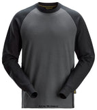 Grey Snickers  Workwear Two Tone Coloured Sweatshirt Work Jumper-2840 Workwear Hoodies & Sweatshirts Snickers Active-Workwear Snickers Workwear sweathirt with a clean design that provides great comfort and plenty of space for profiling. Cotton-polyester double interlock fabric.