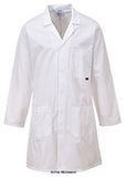 White Standard Industrial traditional warehouse coat / lab Coat Portwest C852 Boiler suits & One pieces Active-Workwear For engineering or lab work this superb garment will suit all your working requirements. Back vented for comfort the coat features a concealed stud front and combines two lower patch pockets along with a single chest pocket. Excellen
