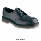 Airwear type doc martens Black Safety Shoe SB Steel Toe Unisex Sizes 3-12 – SS100 Shoes Active-Workwear Black leather 3 eyelet safety shoe, Padded collar, Steel toe cap, PVC Air cushioned sole, Chemical resistant sole, Oil resistant sole. Safety Rating SB Slip Rating N/A Size Range 3 to 12 Sole Temperature 80 EN Test CE EN ISO 20345 OR EN345:1:1993 Material: Leather