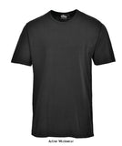 Black Thermal Vest Tee Shirt Short sleeved base layer Portwest B120 Underwear & Thermals Active-Workwear A traditional t-shirt cut that offers optimum warmth at all times. The material construction allows the skin to breathe if conditions become too warm. The round neck makes it ideal for wearing as an under-garment 