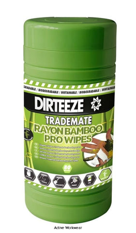 Trademate Bamboo Rayon Anti Bacterial Hand Wipes (TUB 80) - DGBCL80 Miscellaneous Active-Workwear Outperforms polypropylene (plastic) wet wipes, Super absorbent with high lift on grime. Oeko-tex 100 certified with no harmful substances, 100% biodegradable and from sustainable plant sources