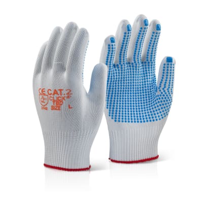 Tronix nylon fibre blue dot safety glove (pack of 100 pairs) - tbd