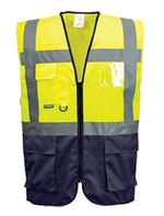 Warsaw executive zipped two tone hi viz vest portwest c476