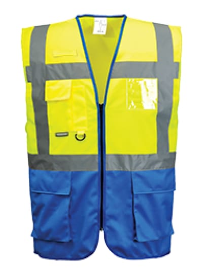 Warsaw executive zipped two tone hi viz vest portwest c476