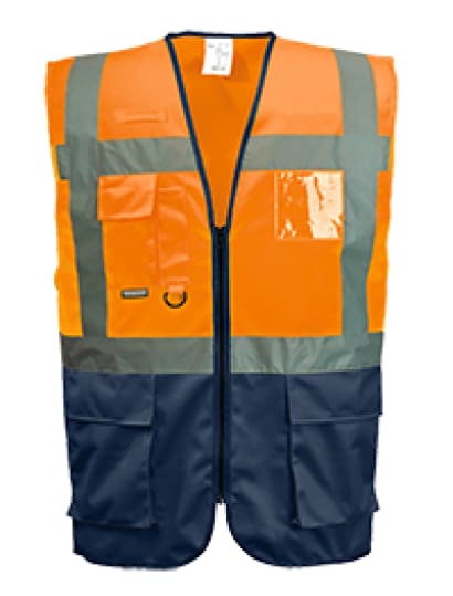 Warsaw executive zipped two tone hi viz vest portwest c476