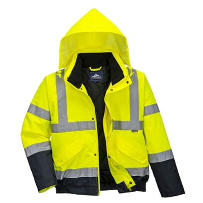 Waterproof hi-vis 2-tone padded bomber jacket ris 3279 portwest s266