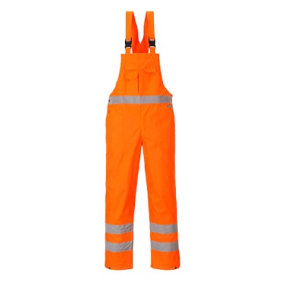 Waterproof hi-vis bib and brace unlined portwest s388