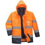 Hi vis 3 in 1 waterproof high viz work jacket with detachable fleece liner