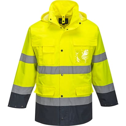 Hi vis 3 in 1 waterproof high viz work jacket with detachable fleece liner