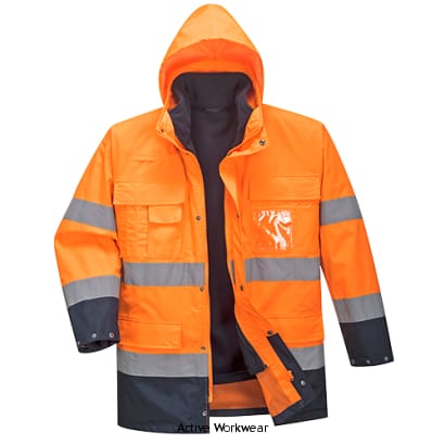 Orange Waterproof Hi Vis Lite 3 in1 Jacket with detachable fleece liner Portwest S162 Hi Vis Jackets Active-Workwear This 3-in-1 addition to the Portwest Hi-Vis 150D Oxford range is excellent value for money and provides a combination of supreme versatility with innovative design. Complete with multi-layered practical pockets full front zip closure  concealed hood and a detachable stand-alone internal fleece jacket.CE certified Waterproof with taped seams preventing water penetration