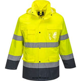 Yellow Waterproof Hi Vis Lite 3 in1 Jacket with detachable fleece liner Portwest S162 Hi Vis Jackets Active-Workwear This 3-in-1 addition to the Portwest Hi-Vis 150D Oxford range is excellent value for money and provides a combination of supreme versatility with innovative design. Complete with multi-layered practical pockets full front zip closure  concealed hood and a detachable stand-alone internal fleece jacket.CE certified Waterproof with taped seams 