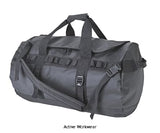 Waterproof PVC kit bag holdall 70L black on white background, 57cm x 34cm x 34cm-B910