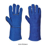 Welders Protective Blue 14 Leather Gauntlet Glove Portwest A510 Workwear Gloves