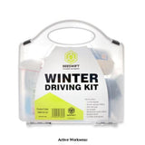 WINTER DRIVING KIT-CM0142-23 Essential supplies for motoring in winter conditions• Ideal for keeping in any vehicle to be prepared for unexpected winter weather• Fast acting screen wash and de-icer work in conditions down to minus 15 for safer driving• Dynamo torch stores energy in a flywheel so you will never be caught without a working torch• Comes housed in a durable clear caseContents• Foil blanket x 1• De-icer aerosol 400ml• Anti-mist pad• Ice scraper• Screen wash 500ml