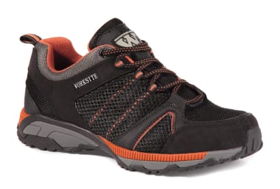 Worksite mesh safety trainer shoe steel toe & midsole -ss 607 sm - black-orange