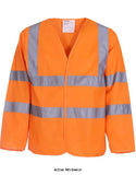 Orange Yoko Hi Vis Long Sleeve Vest Jerjin Hi Viz Class 3 -HVJ200 Hi Vis Tops Active-Workwear Conforms to EN471 Class 3 Two 5cm reflective tape band and braces configuration with two bands encircling the full length sleeves Touch and close front Velcro fastening 