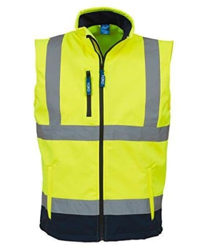 Yoko hi vis softshell bodywarmer gilet waterproof ris 3279- hv006