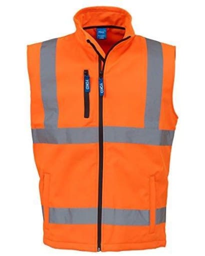 Yoko hi vis softshell bodywarmer gilet waterproof ris 3279- hv006