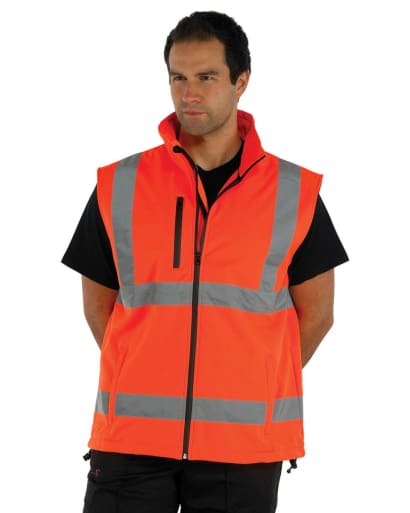 Yoko hi vis softshell bodywarmer gilet waterproof ris 3279- hv006