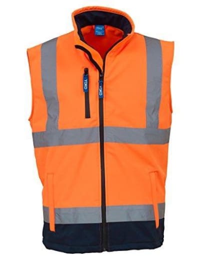 Yoko hi vis softshell bodywarmer gilet waterproof ris 3279- hv006