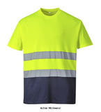 2-Tone Hi Viz Cotton Comfort Crew Neck T-Shirt RIS3279 Portwest S173 Hi Vis Tops Active-Workwear Our ever popular Portwest high visibility tee shirt has been redesigned to deliver a stylish two tone version. This t-shirt combines the benefits of high comfort, easy care fabric along with additional practical colour blocking. Breathable fabric to draw moisture away from the body keeping the wearer cool, dry and comfortable Moisture wicking fabric helping to keep the body warm, cool