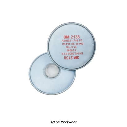 3m 2138 p3 filter used on 3m half face & full face masks (10 pairs) 2138 respiratory active-workwear