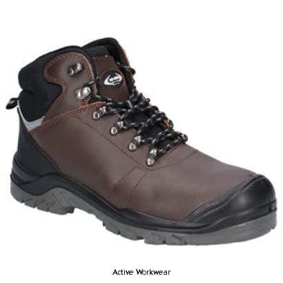 Amblers AS203 Laymore Water Resistant Leather Safety Boot-27771-46725 Boots Amblers Active-Workwear Lightweight safety boot with water-resistant leather upper, heel reflector panel, injected PU scuff cap, steel toe, steel midsole and dual density PU outsole