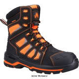 Amblers AS972C Beacon S3 Hi Viz High Leg Composite Safety Boot - 33904-57924 Boots Amblers Active-Workwear Hi-Leg Metal Free Hi-Vis Safety Boot with YKK side zip has been developed to tackle all types of industries in most adverse conditions. Hi-Vis fluorescent waterproof Cordura ensures maximum visibility at any time of day.