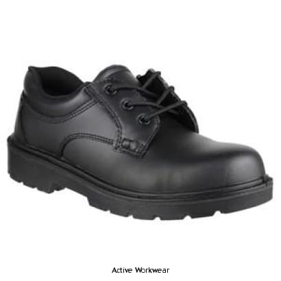 Amblers Composite Safety Shoe FS38C (Sizes: 3-15, Safety: S1-P-SRA)-02459 Shoes Active-Workwear Non metallic safety shoe from our budget range of Amblers Steel footwear. Includes composite cap and midsole protection. Black leather lace-up shoe with 3-eyelets. Features padded collar for comfort. Antistatic with energy absorbing heel and Dual Density PU sole.