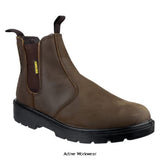 Amblers FS128 Hardwearing Classic Lightweight Pull On Safety Dealer Boot Size 3 to 15  Boots Amblers Active-Workwear A classic lightweight safety dealer boot crafted with full grain crazy horse leather upper, steel toe & midsole and dual density PU outsole.Pull on dealer boot with elasticated sides. Steel toe cap and midsole protection. Dual density PU sole provides an excellent hardwearing base